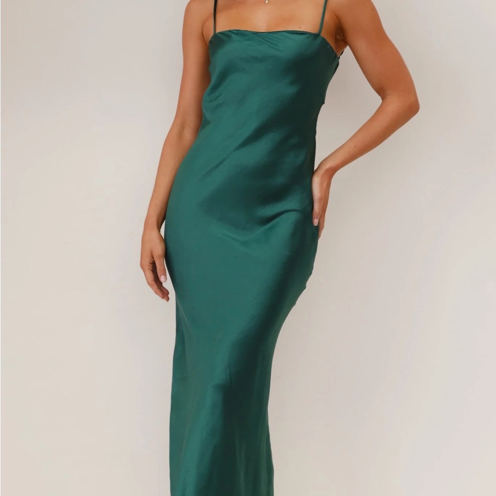 Elegant Green Satin Dress
